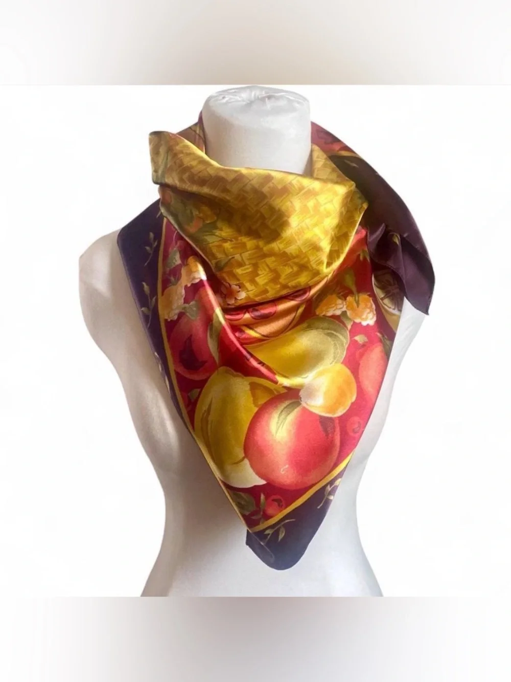 Vintage C.WEBB&CO Italy Fruit Print Scarf NOS NWT Cherry & Webb
